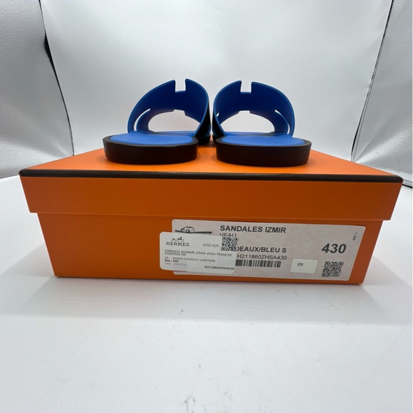 NWB HERMES IZMIR SANDALS In   Bordeaux / Bleu Santorin Size 43 - Picture 11 of 14